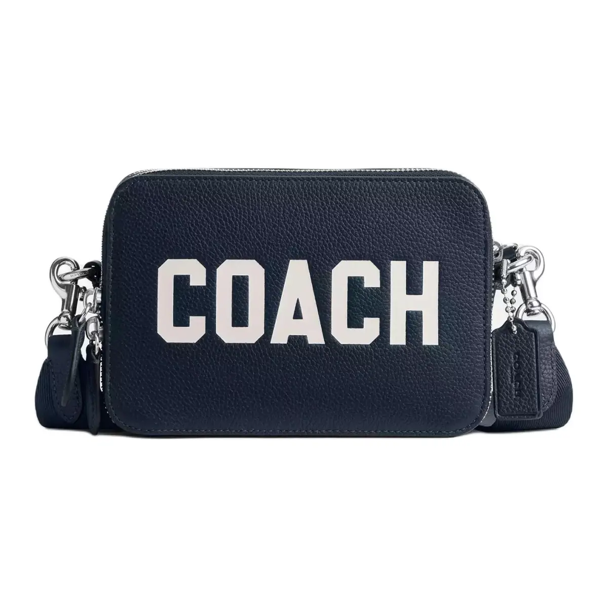 COACH Charter Polished Pebbled Leather Shoulder Bag, Crossbody Bag Small Men's Marine Blue