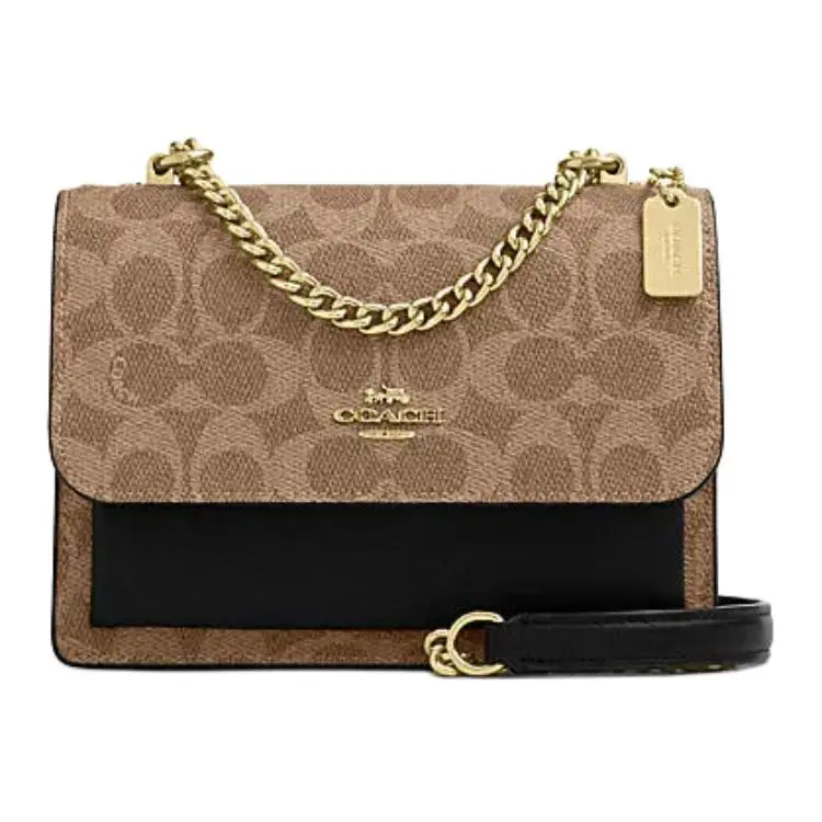 COACH Klare Artificial Leather With Cow Leather Shoulder Bag, Crossbody Bag Small Women's Brown & Yellow & Black