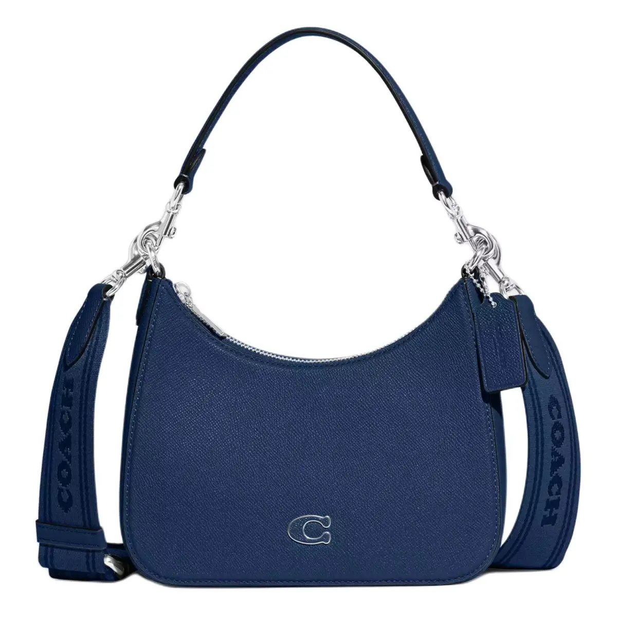 COACH Hobo Cross Grain Leather Handbag, Shoulder Bag, Crossbody Bag Medium Unisex Dark Blue
