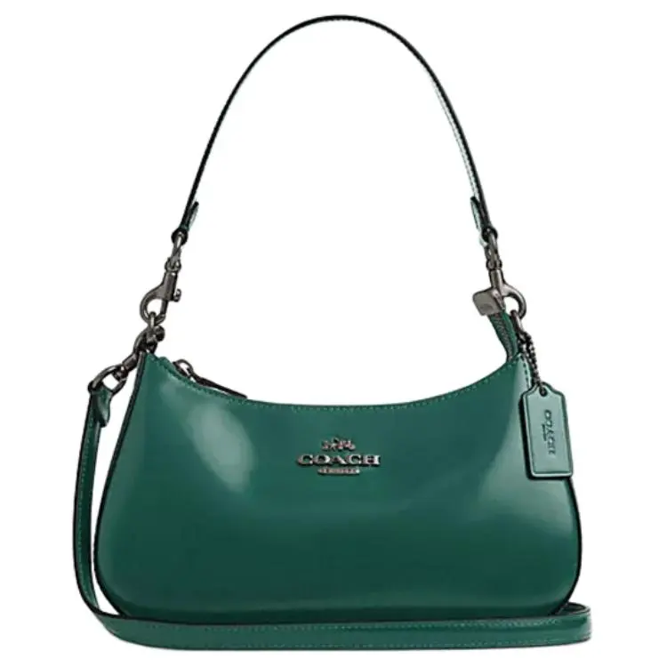 COACH Teri Cow Leather Crossbody Bag, Shoulder Bag Medium Women's Emerald Green