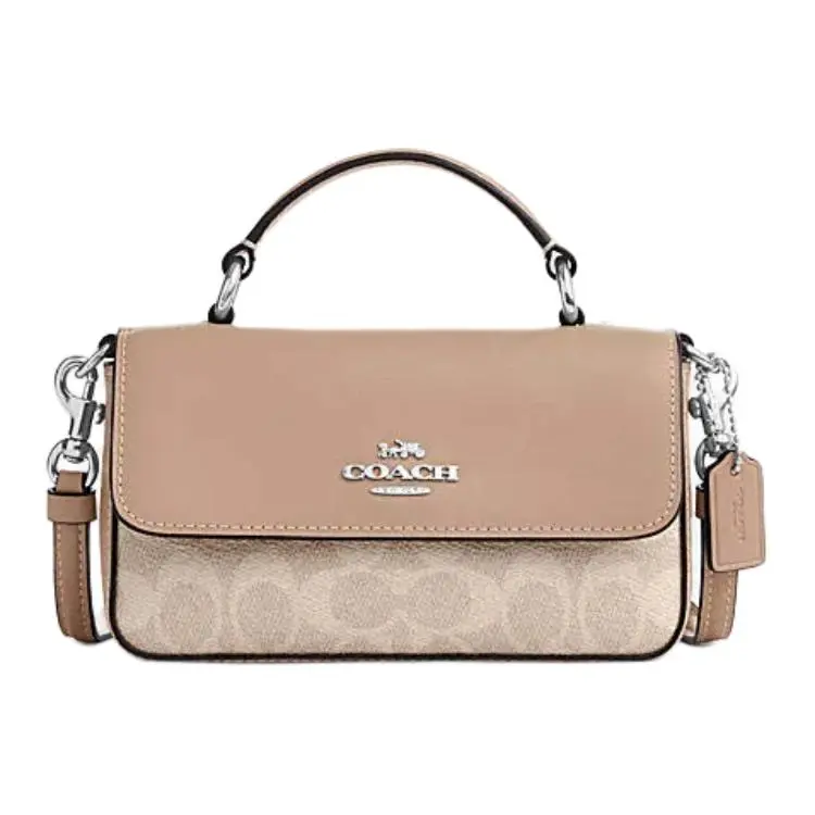 COACH Josie Artificial Leather With Cow Leather Shoulder Bag, Crossbody Bag, Handbag Small Women's Taupe