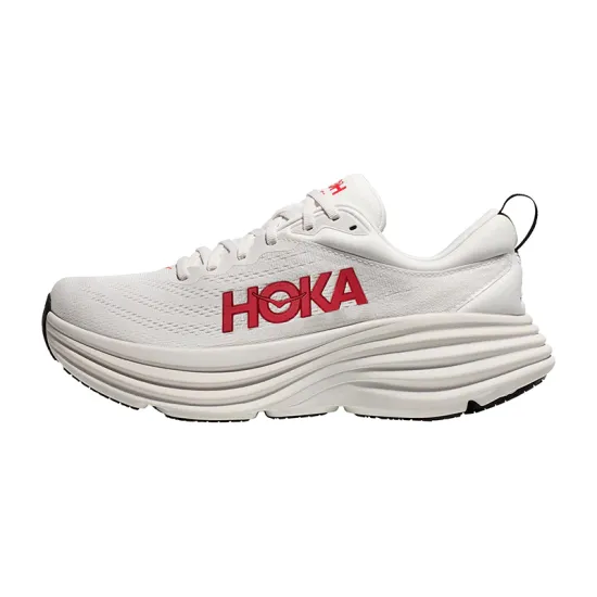 HOKA ONE ONE Bondi 8 Running Shoes Men Low-Top White Red
