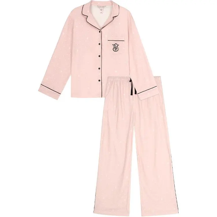 Victoria's Secret Sweet Limited THE MIX Pajama Set Brushed Texture Lightweight Warm Women's Soft Pink