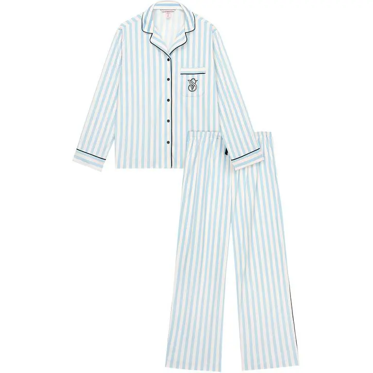 Victoria's Secret THE MIX Pajama Set Women's Aqua Blue Stripes