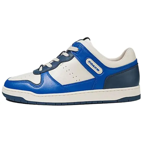 COACH Low Top Stylish Skateboarding Shoes Men's White Blue