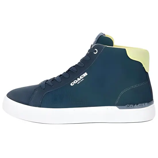 COACH Clip Skateboard Shoes Men High-Top Blue Green