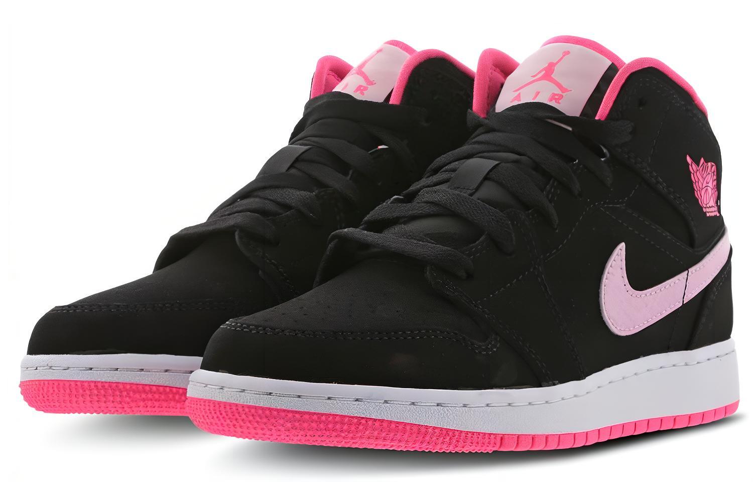 Кроссовки Jordan Air Jordan 1 Mid (черно-розовый) — фото 5