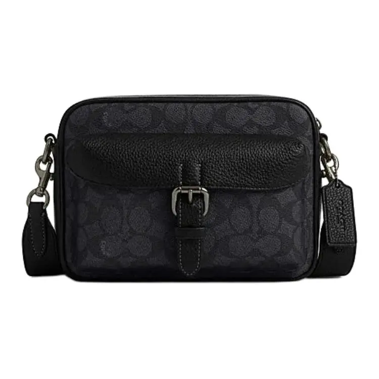 COACH WARNER Artificial Leather Shoulder Bag Small Men's Charcoal Black