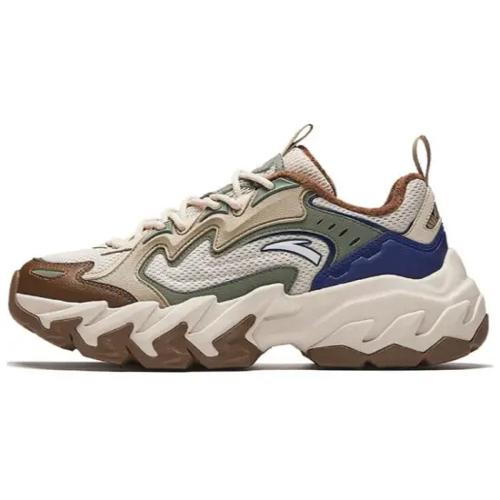 Anta Wear Resistant Slip Resistant Low Top Casual Shoes Men's Beige Green Brown