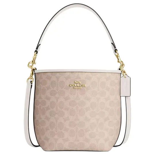 COACH City Bucket Coated Canvas Bucket Bag, Portable Crossbody Bag, Shoulder Bag Small Women's Sand