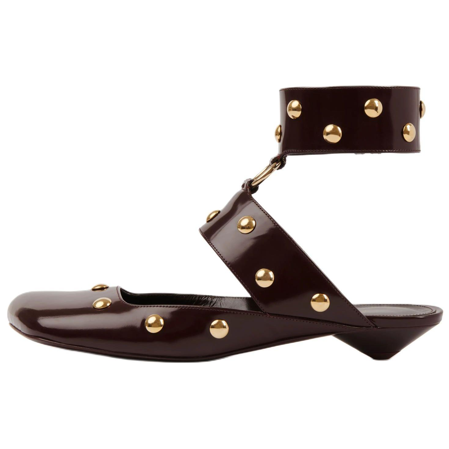 Хлоя Джейд кожаный золотой Двойные ремни для шпильки для отдыха туфли  2cm женский сиреневый