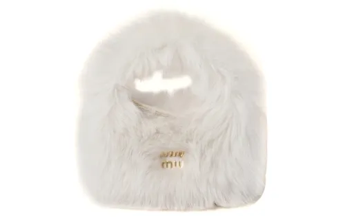 MIU MIU Wander Leather With Hair Sheep Leather Shoulder Bag, Crossbody Bag, Handbag Women's Ivory