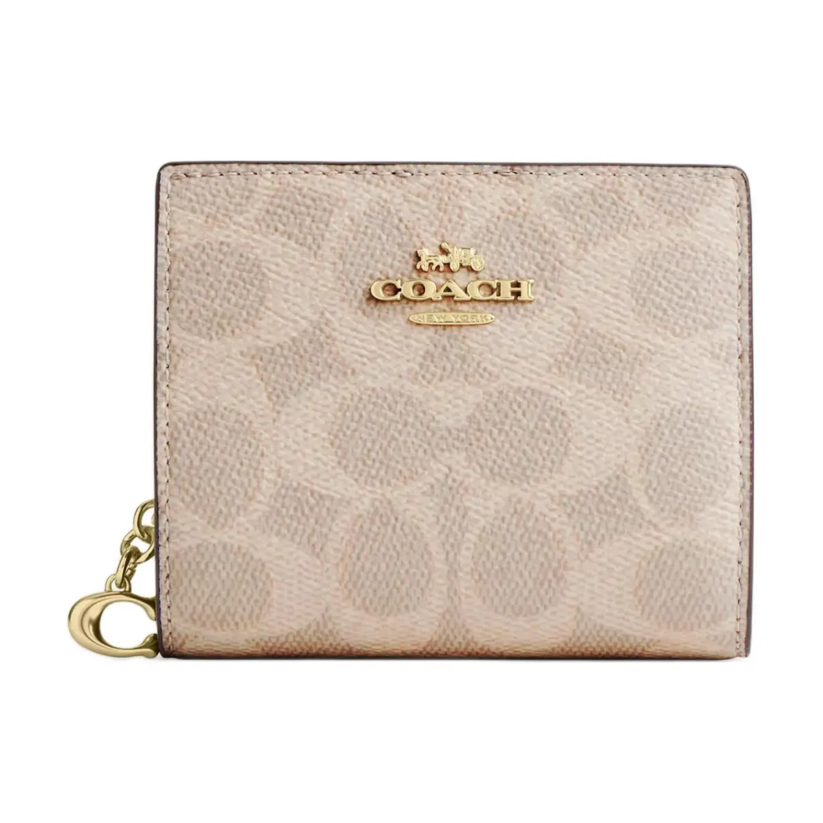 COACH Snap Wallet Coated Canvas Wallet Women's Sand