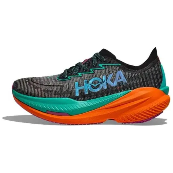 HOKA ONE ONE Mach X Running Shoes Women's Low-Top Black/Cyan/Blue Orange