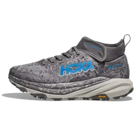 HOKA ONE ONE SPEEDGOAT 6 Running Shoes Men Mid-Top Gray White/Blue