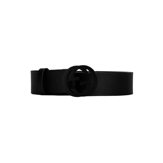 GUCCI Matte Interlocking G Belt Leather 1.5W