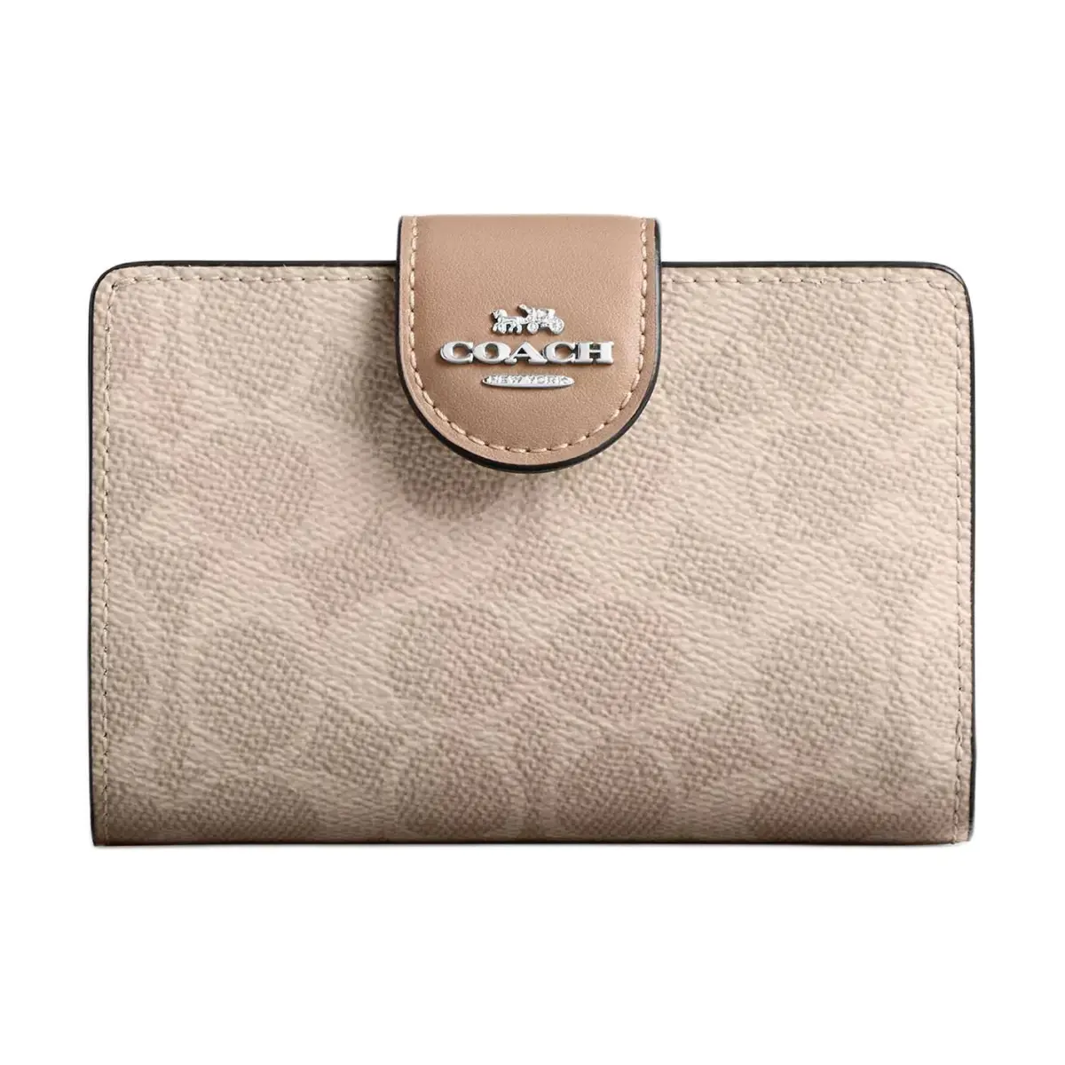 COACH SignatureCanvas High Quality Leather Wallet Women's Sand