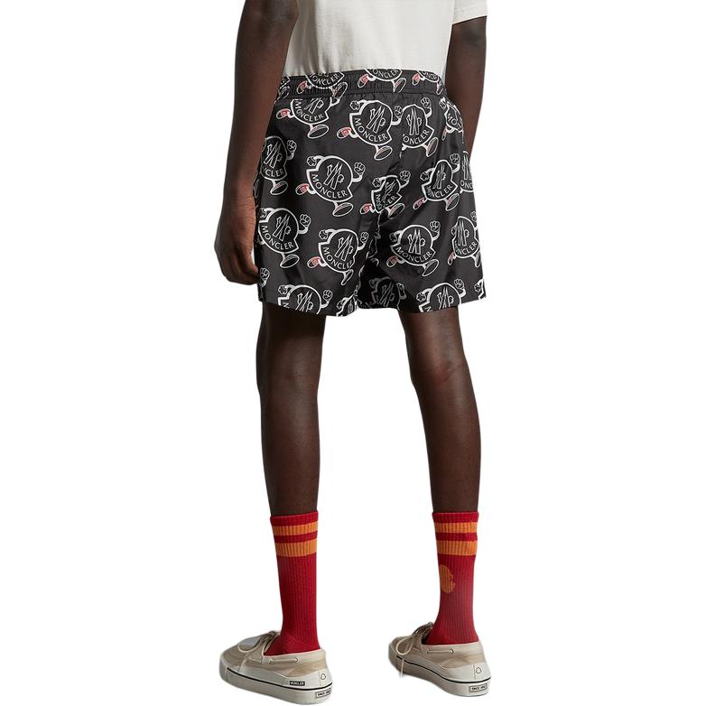 Moncler Allover Logo Printed Swim Shorts