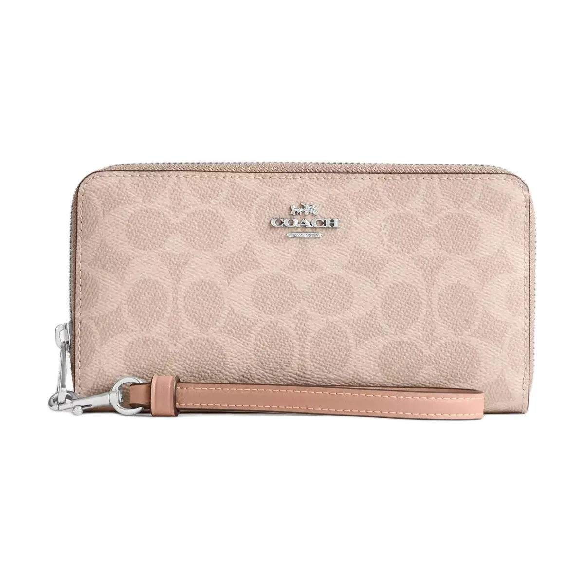 COACH Zip Around Coated Canvas Wallets Regular Women's Sand