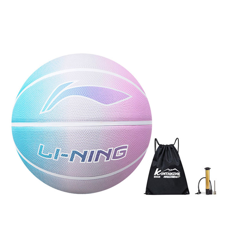 Li Ning Rubber Basketball Blue Pink Size 5 7 Size Training Unisex China Mainland Version