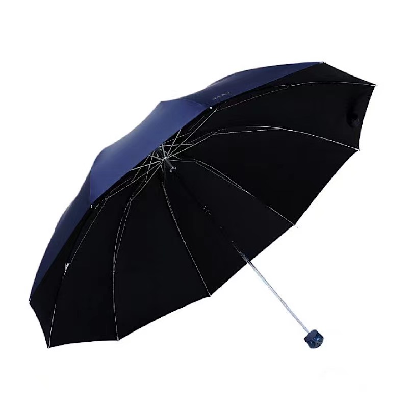 Paradise Umbrella 10-Bone Black Glue Thickened and Reinforced Sun Umbrella Sun Protection UV Parasol Umbrella Rain or Shine Trifold Umbrella
