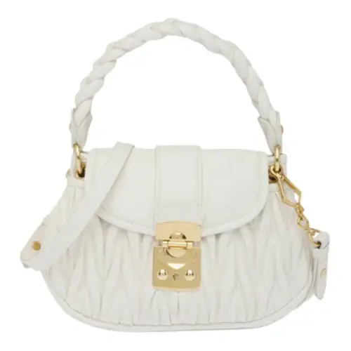 MIU MIU Sheepskin Controller Handbag, Shoulder Bag, Crossbody Bag Women's White