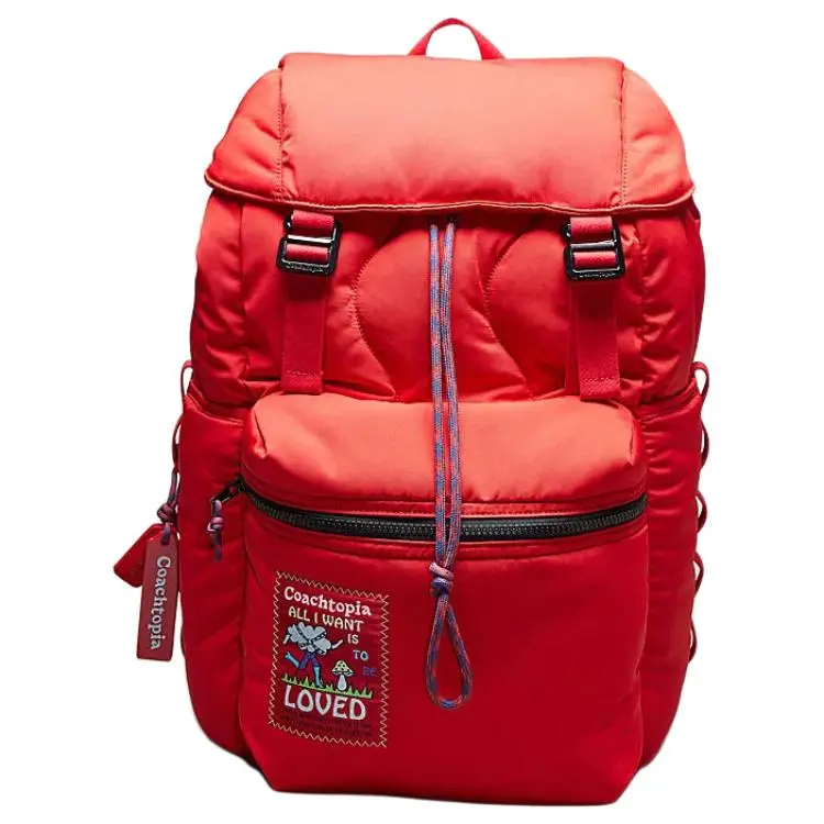 COACH Fabric Backpack Large Unisex Rose Red