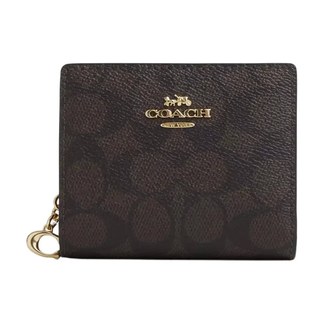 COACH Coated Canvas Wallet Women's Walnut & Black