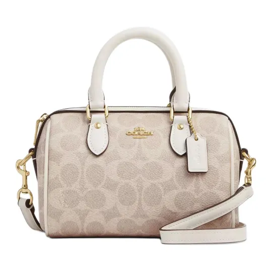 COACH Rowan Artificial Leather Shoulder Bag, Crossbody Bag, Handbag Small Women's Vanilla White