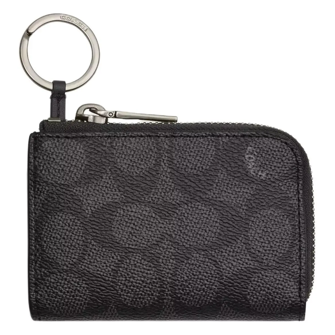 COACH SignatureCanvas Coated Canvas Key Pouch Regular Women's Charcoal