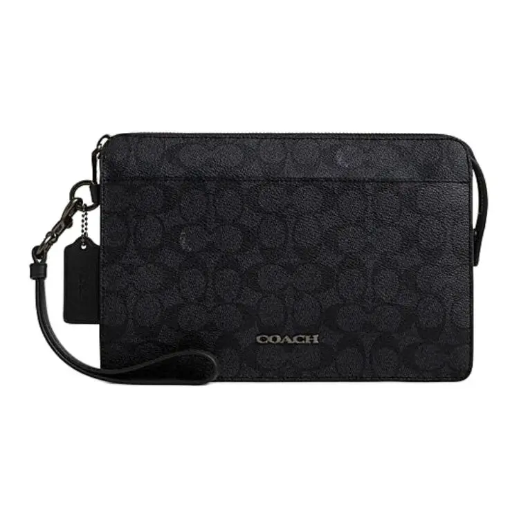 COACH Artificial Leather Clutch Medium Men's Charcoal Black