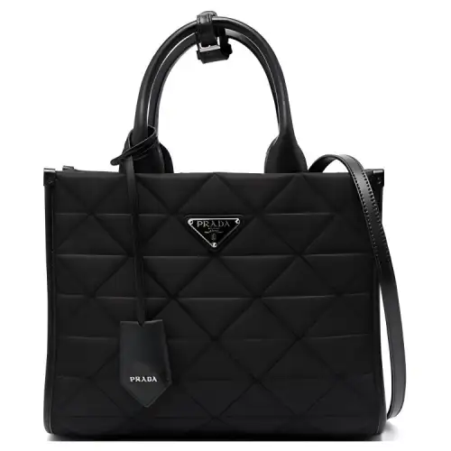 PRADA Symbole Detachable Strap Nylon Tote Bag, Shopping Bag, Shoulder Bag, Crossbody Bag, Handbag Women's Black