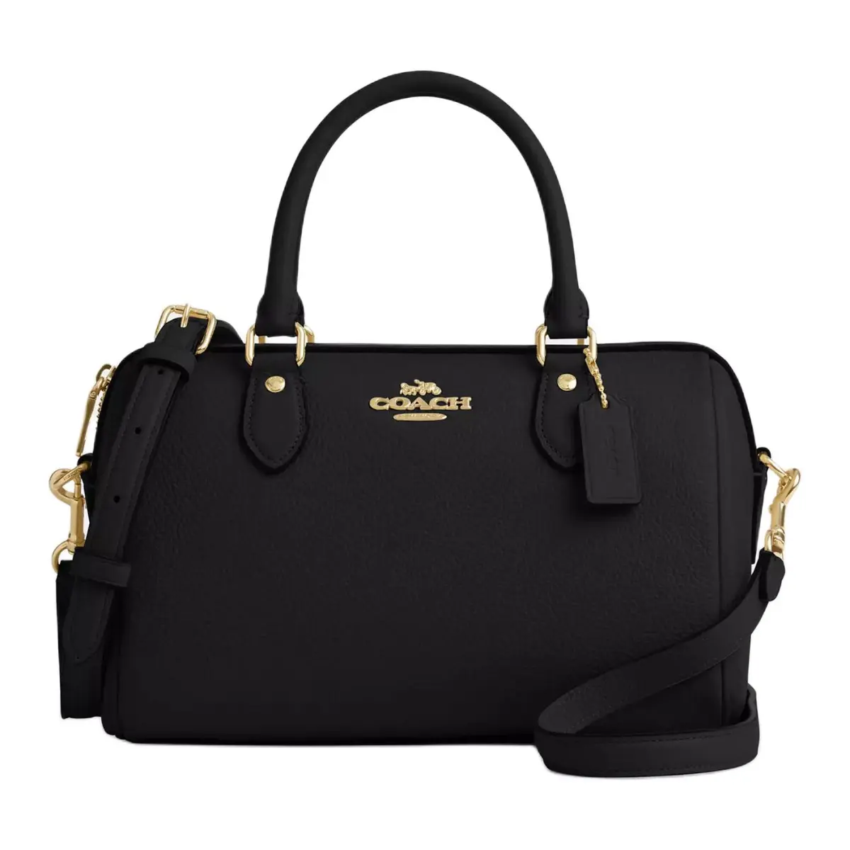 COACH Rowan Pebbled Leather Shoulder Bag, Crossbody Bag, Handbag Medium Women's Black