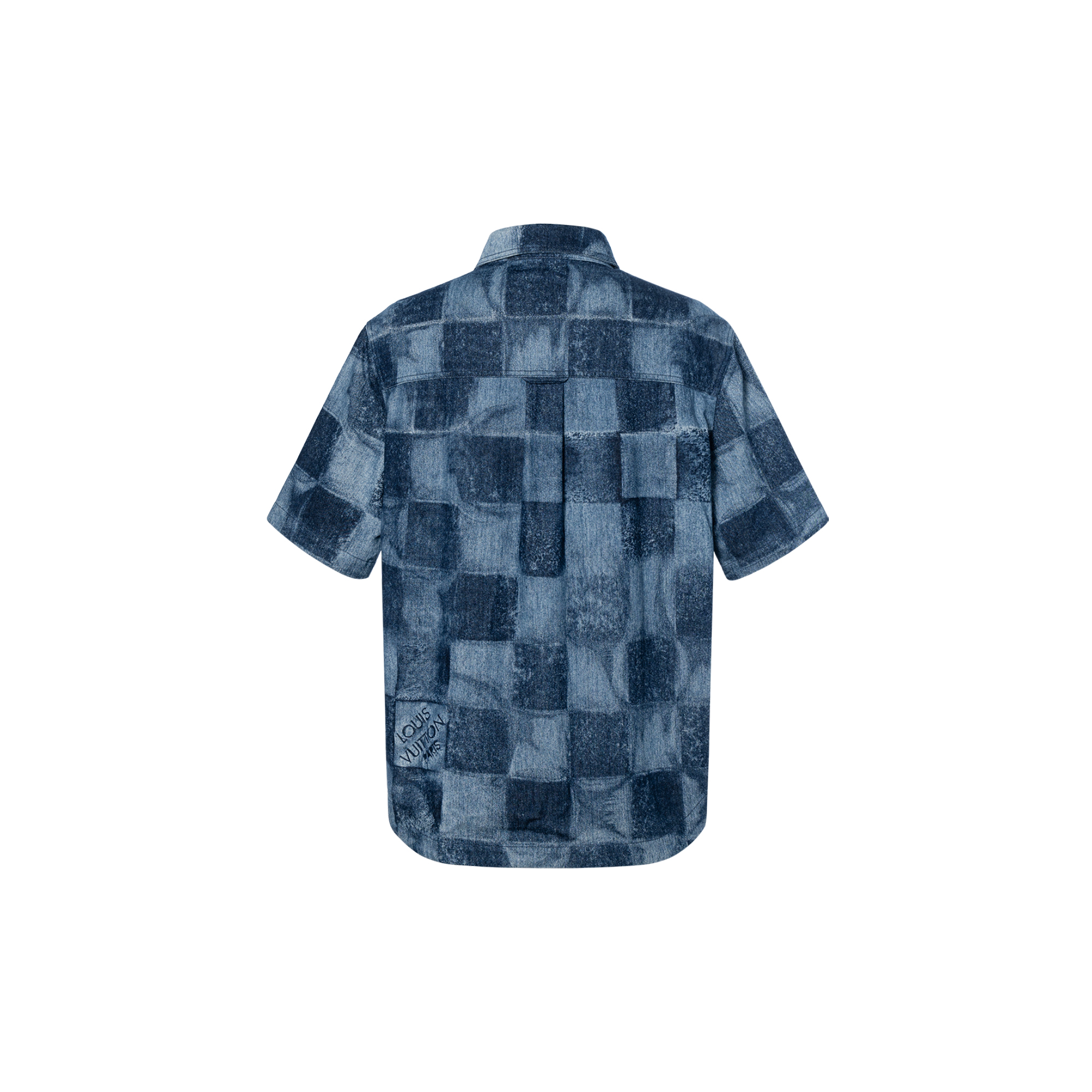 Мужская рубашка Louis Vuitton Denim Check (синяя) — фото 2