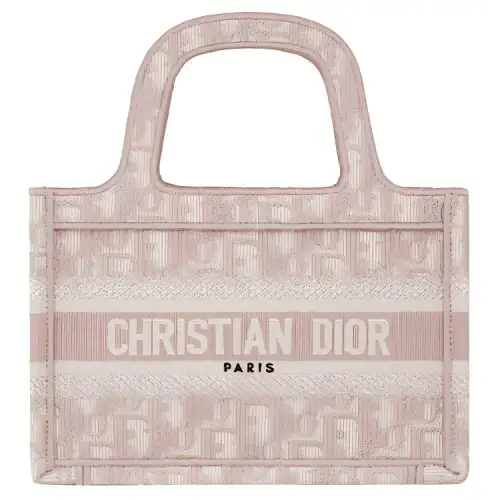 DIOR BookTote Monogram All Over Print Tote Bag, Shopping Bag, Handbag Mini Women's Rose Pink/Beige