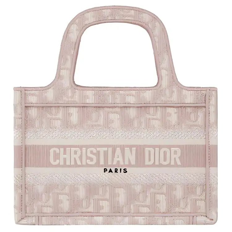 DIOR BookTote Monogram All Over Print Tote Bag, Shopping Bag, Handbag Mini Women's Rose Pink/Beige