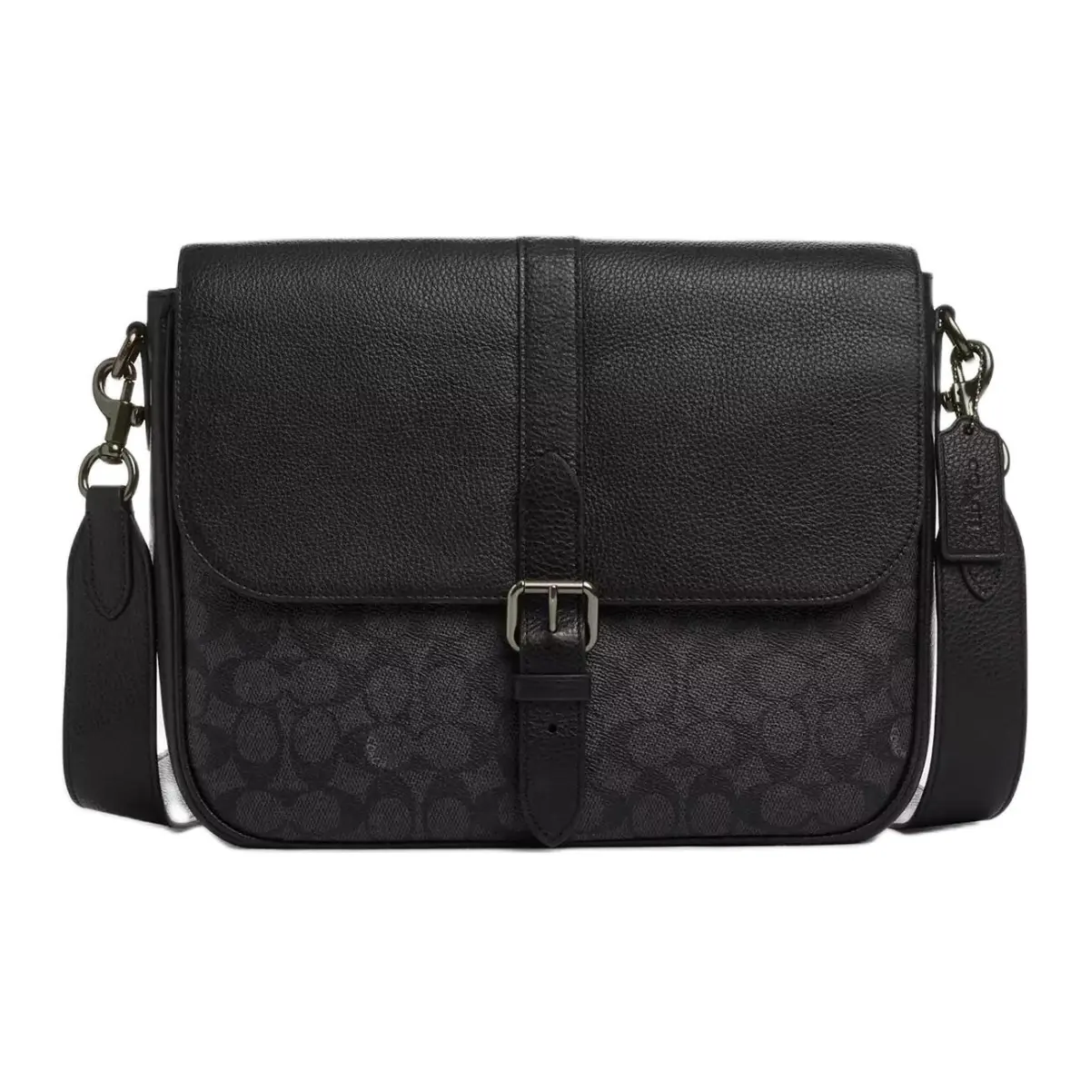 COACH WARNER Coated Canvas Shoulder Bag, Crossbody Bag Large Men's Charcoal & Black