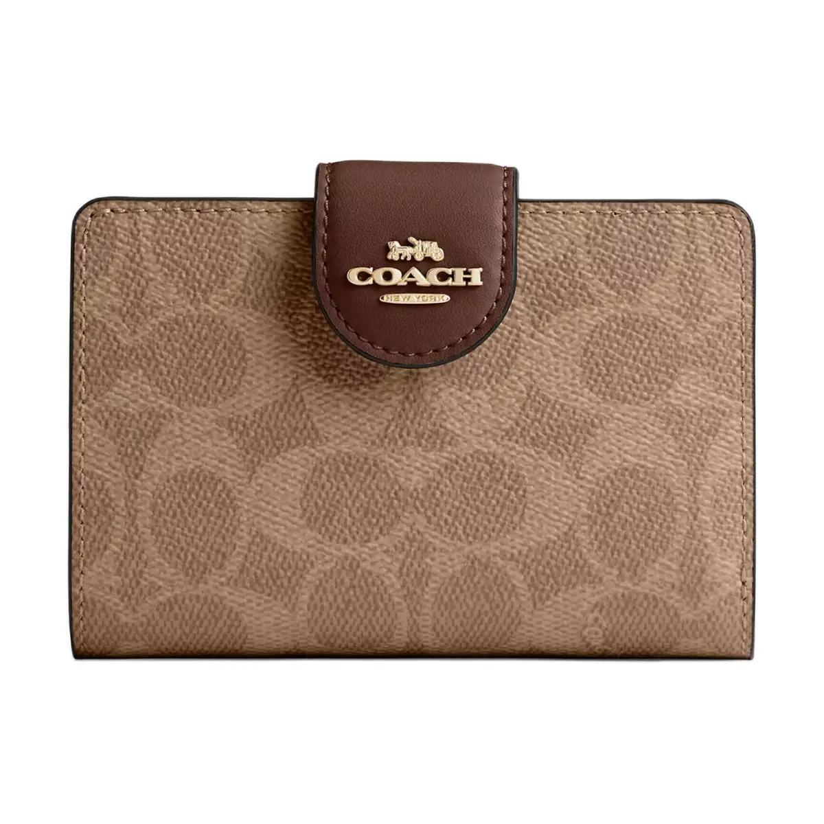 COACH SignatureCanvas High Quality Leather Wallet Small Women's Tan & Brown