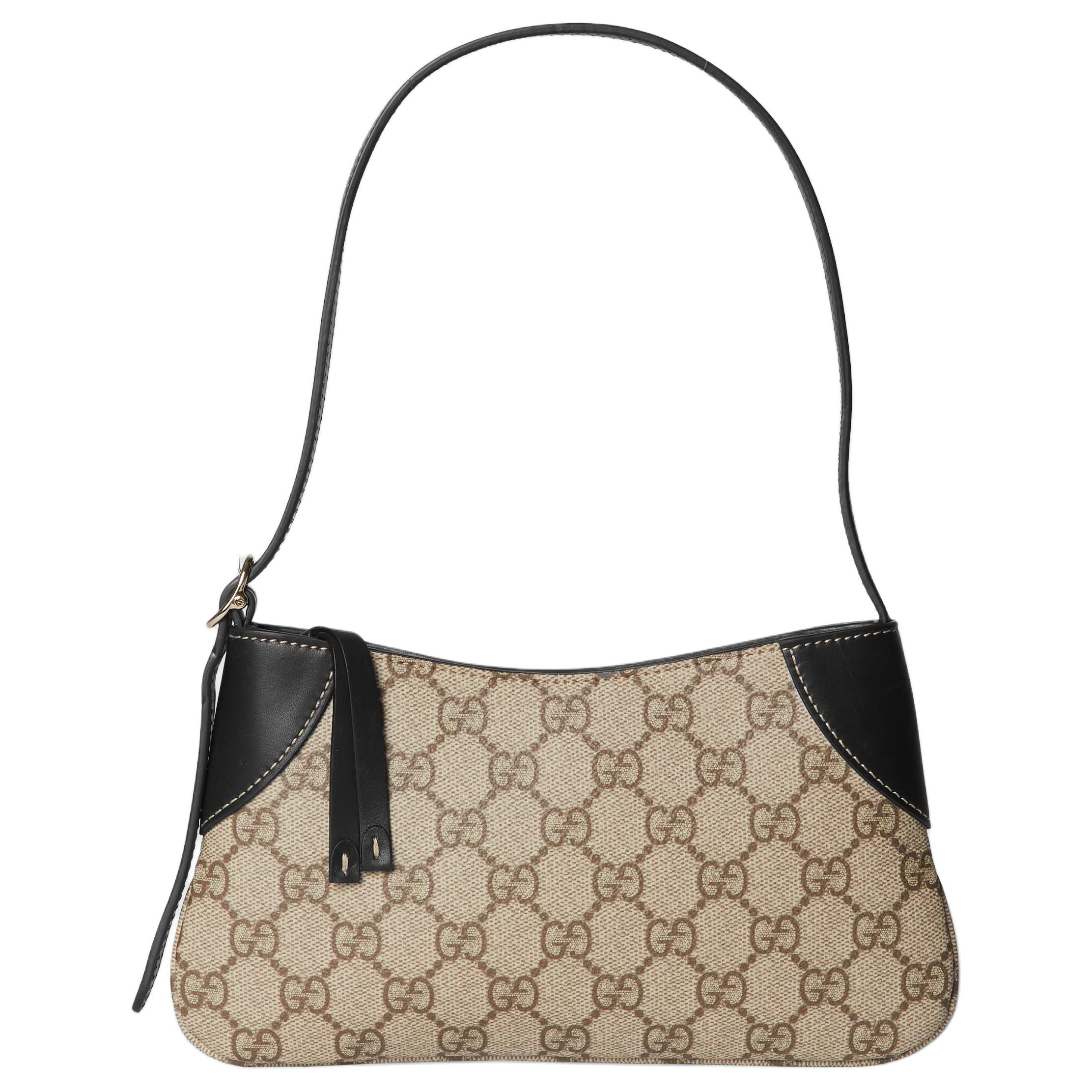 Женская сумка Gucci GG Emblem (черно-бежевая)
