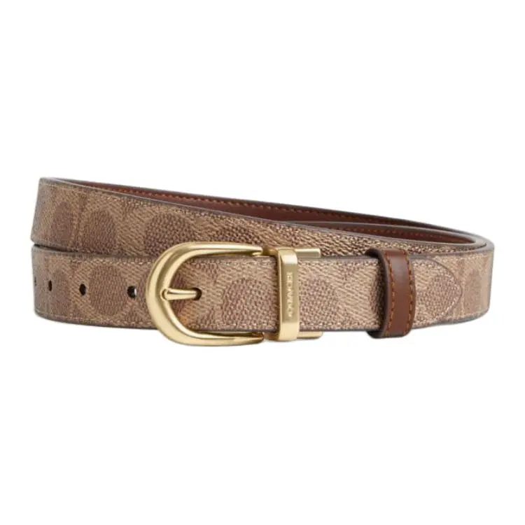 COACH Coated Canvas Leather Belts Women's Tan/Brown Width 2.5cm