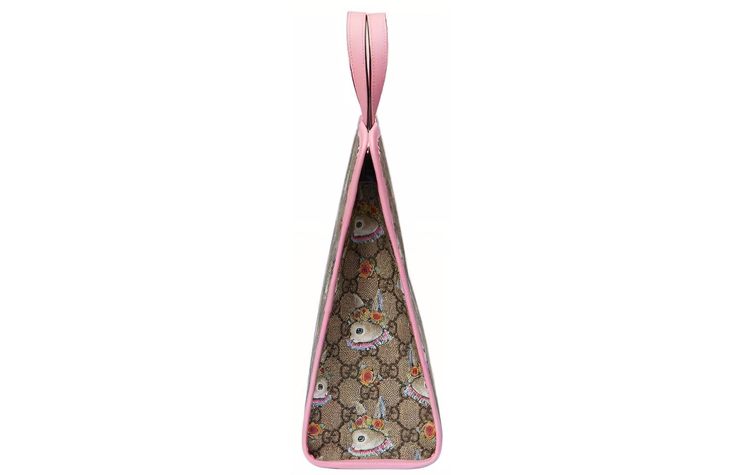 Сумка Gucci x Yuko Higuchi Logo Tote / (коричнево-розовая) — фото 6