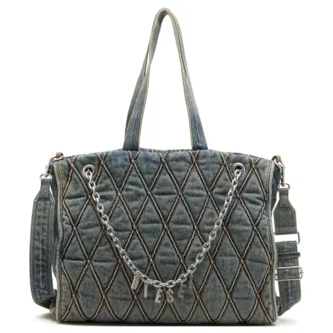 DIESEL Denim Tote Bag, Shopping Bag, Shoulder Bag, Crossbody Bag, Handbag Women's Blue