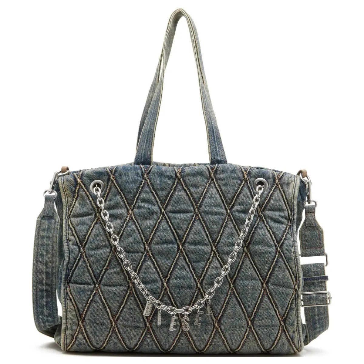 DIESEL Denim Tote Bag, Shopping Bag, Shoulder Bag, Crossbody Bag, Handbag Women's Blue