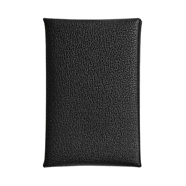 Женский картхолдер Hermes Calvi из козьей кожи (черный)