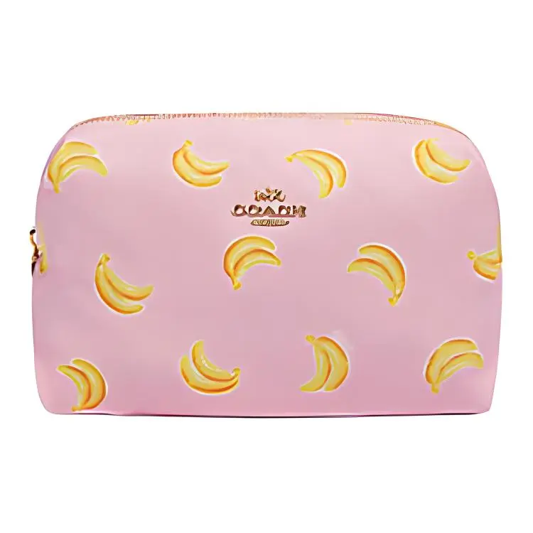 COACH Boxy Nylon Makeup Bags Small Women's Pink