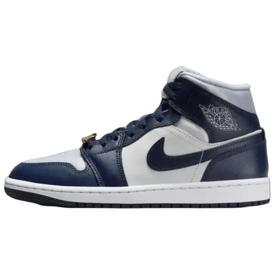 JORDAN 1 Mid Football Grey White Midnight Navy Women's