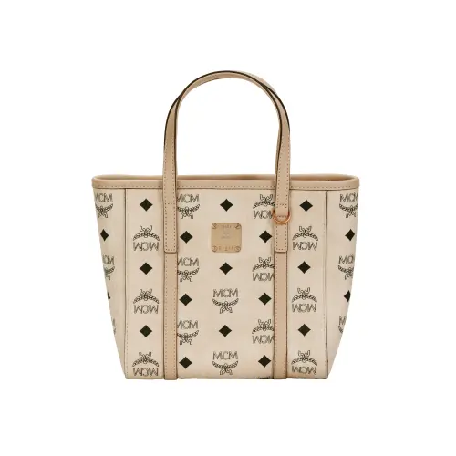 MCM Toni Coated Canvas With Nappa Leather Trim One Shoulder Handbag Mini Unisex Beige