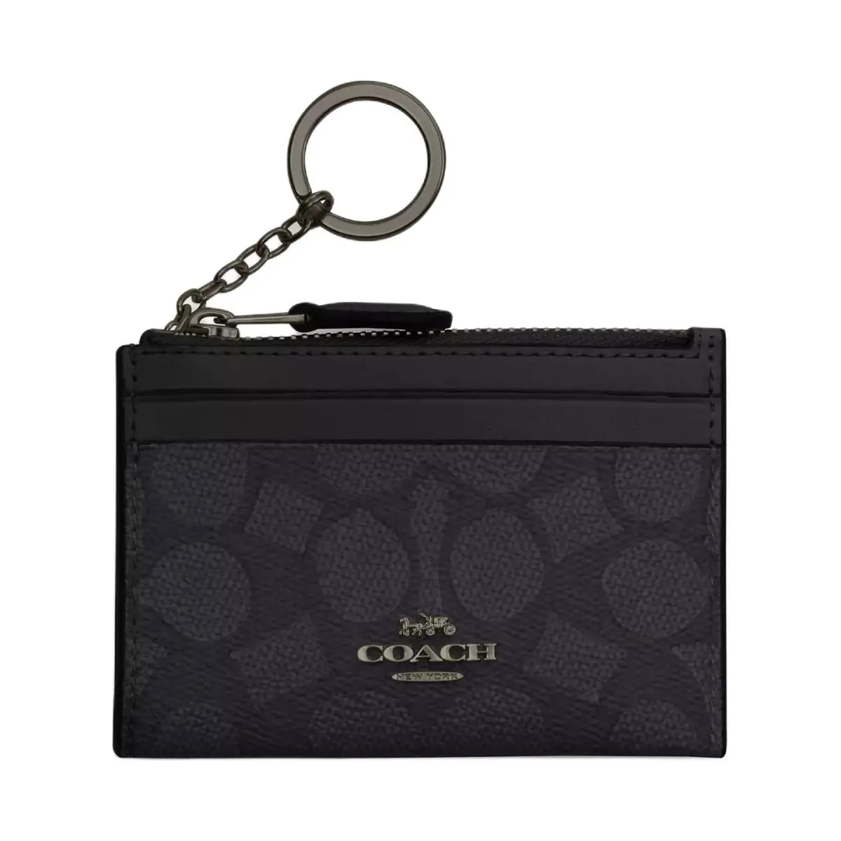 COACH Skinny Id Case Coated Canvas Card Holders Women's Charcoal & Black