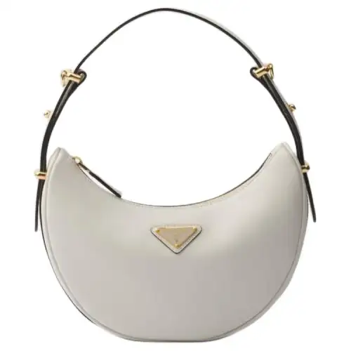 PRADA Leather Crescent Bag Shoulder Bag Shoulder Bag, Handbag Women's White