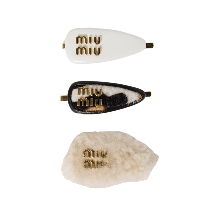 Женская заколка MIU MIU Wool Hair Clips (белая)